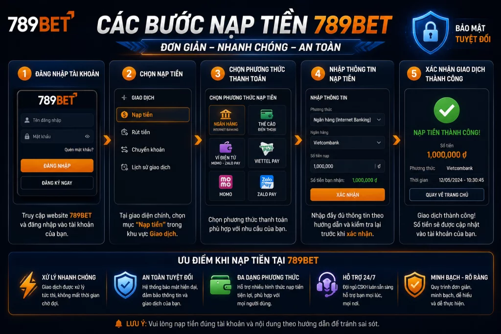 Các bước nạp tiền 789BET