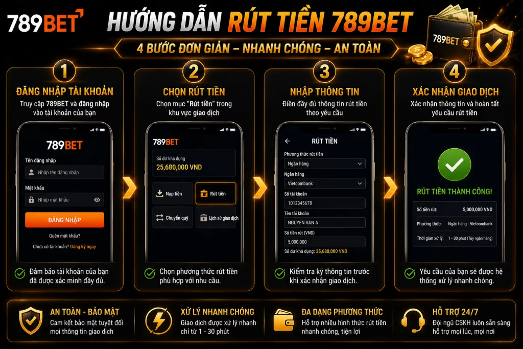 Các bước thực hiện rút tiền 789BET