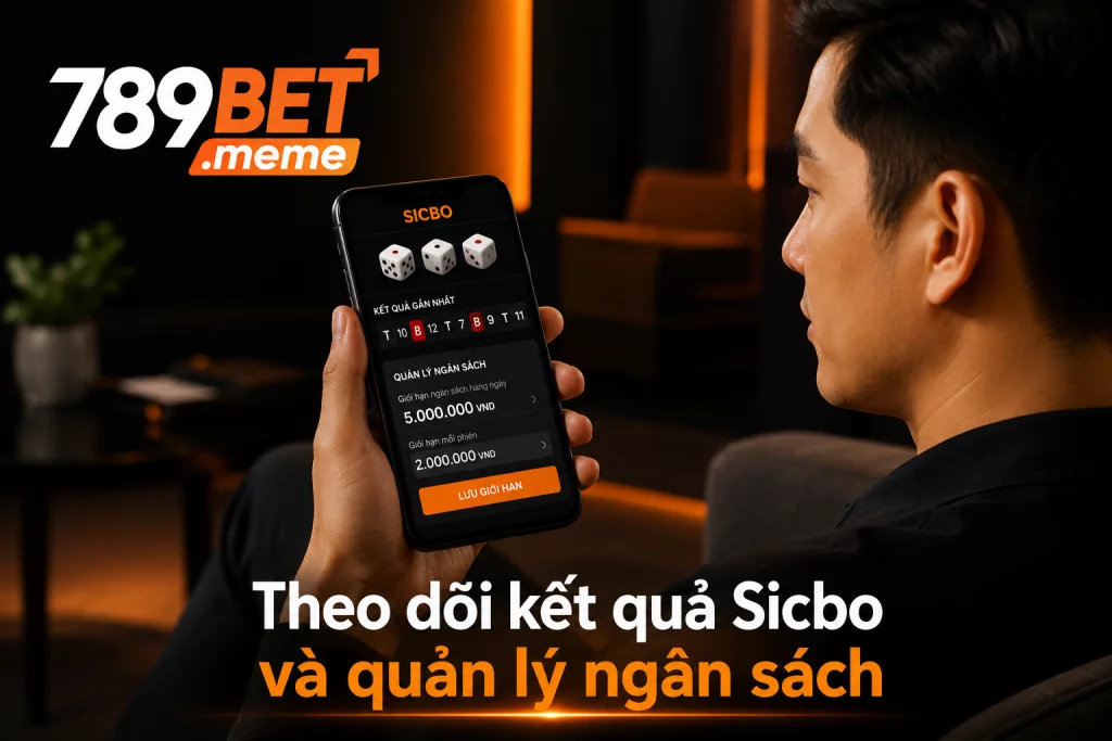 Người chơi theo dõi kết quả Sicbo trên điện thoại và thiết lập giới hạn ngân sách
